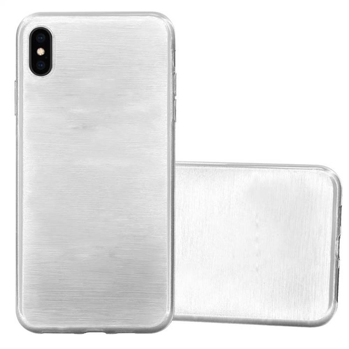 CADORABO TPU Brushed MAX, iPhone XS SILBER Backcover, Hülle, Apple