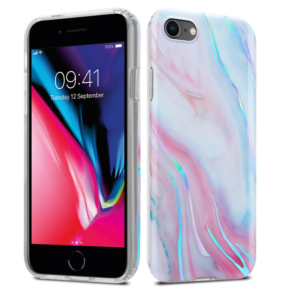 CADORABO Hülle IMD TPU 8 Marmor 7 iPhone 7S / / Bunter 2020, Backcover, No. SE / Pink Weiß 15 Apple, Marmor