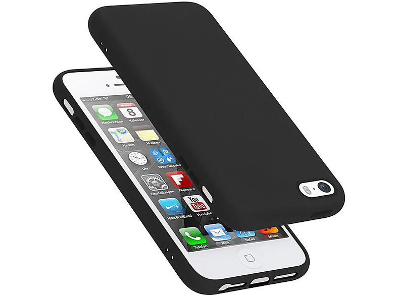 CADORABO Hülle im Liquid Silicone / 5 SCHWARZ Apple, Style, Case 5S SE Backcover, iPhone 2016, / LIQUID