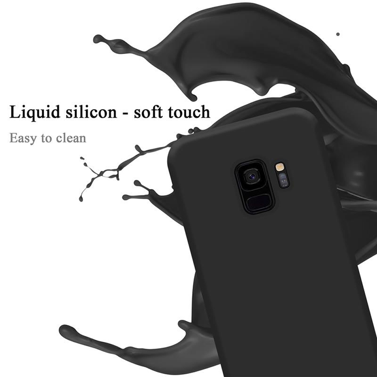 CADORABO Hülle SCHWARZ Silicone Backcover, Liquid LIQUID Style, im S9, Galaxy Case Samsung