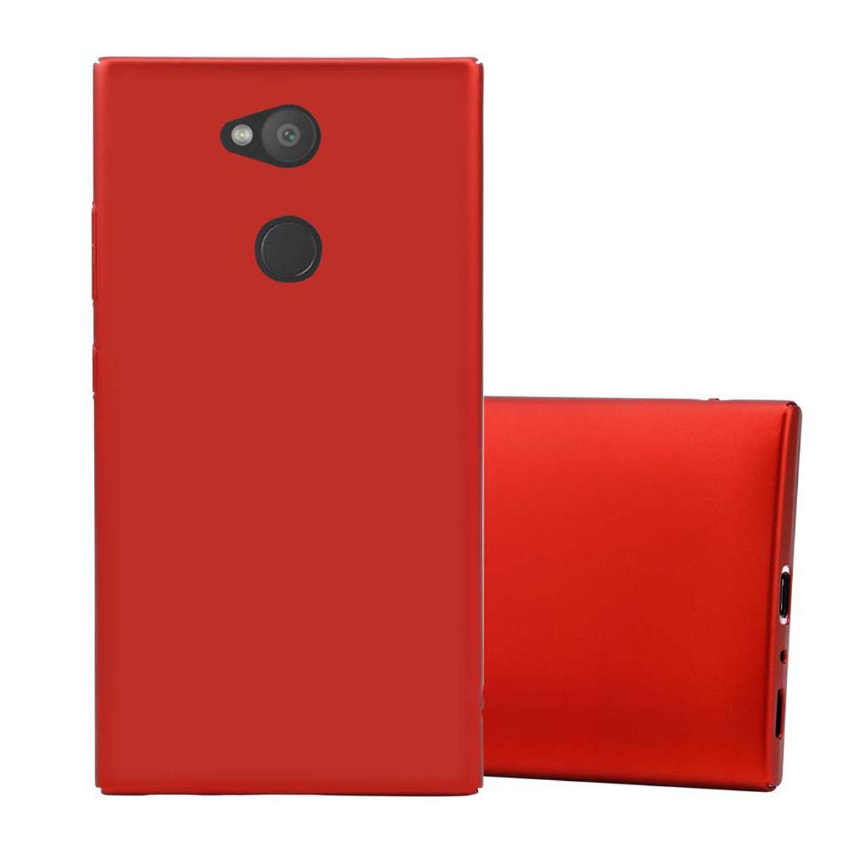 Custodia rossa per telefono e un'altra di lato.