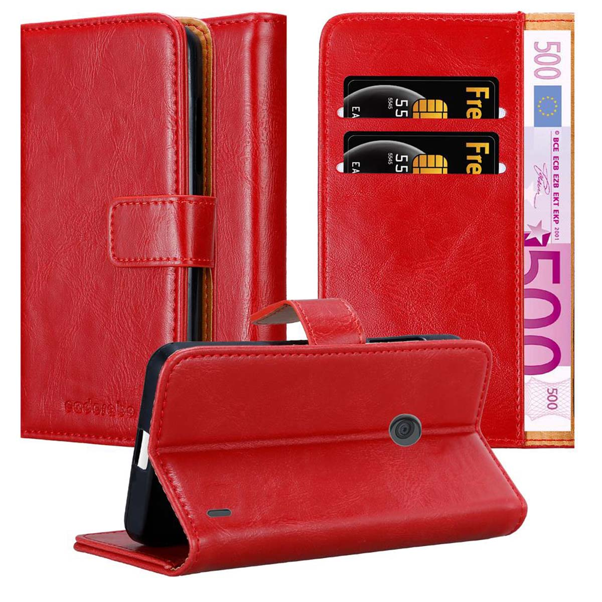 Book / 521, Nokia, CADORABO Bookcover, Style, ROT Luxury Hülle 520 Lumia WEIN