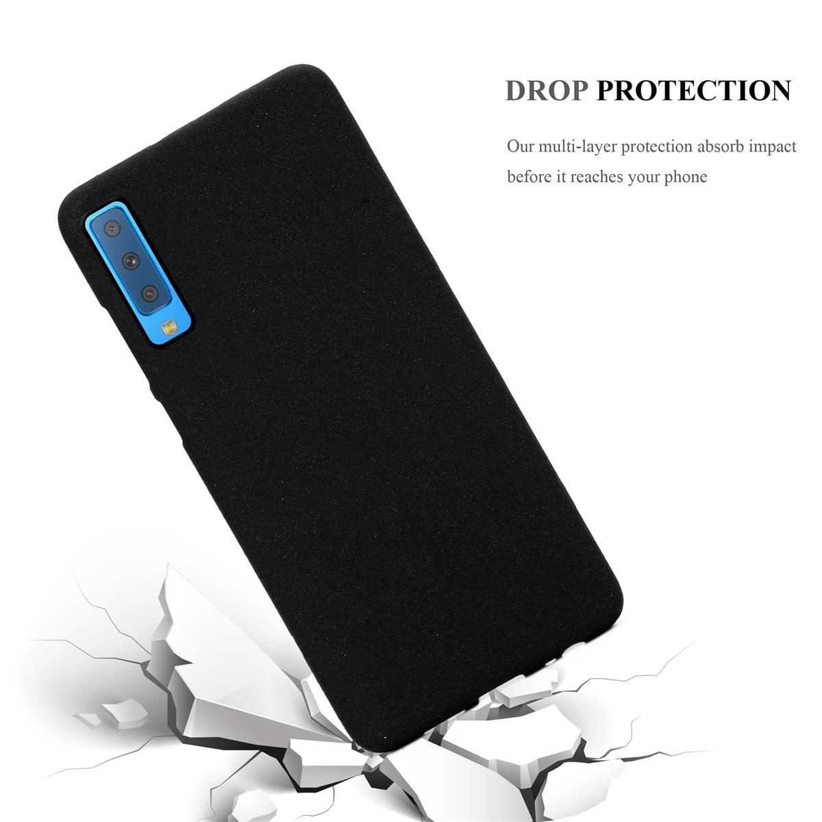 TPU A7 Galaxy FROST Backcover, 2018, Frosted CADORABO SCHWARZ Schutzhülle, Samsung,