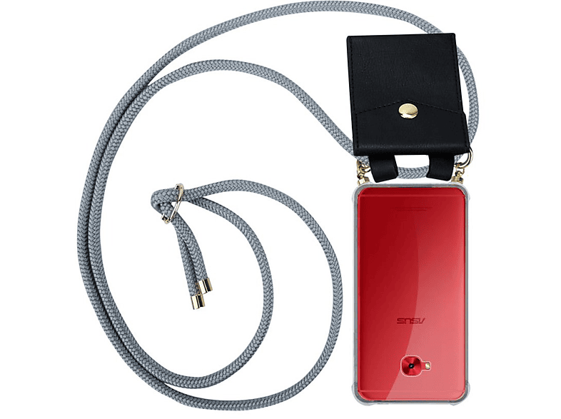 CADORABO Handy Kette mit Gold Hülle, Ringen, Kordel Asus, und PRO, abnehmbarer Selfie GRAU 4 SILBER ZenFone Band Backcover