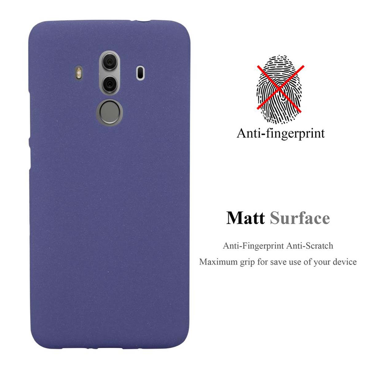 Custodia per telefono viola. La custodia ha protezione anti-impronte e antigraffio. Superficie opaca.