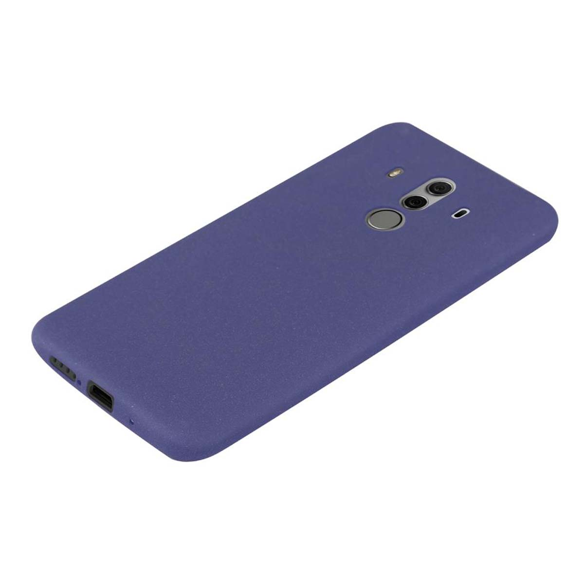 Una custodia per telefono viola, angolata, su sfondo bianco.
