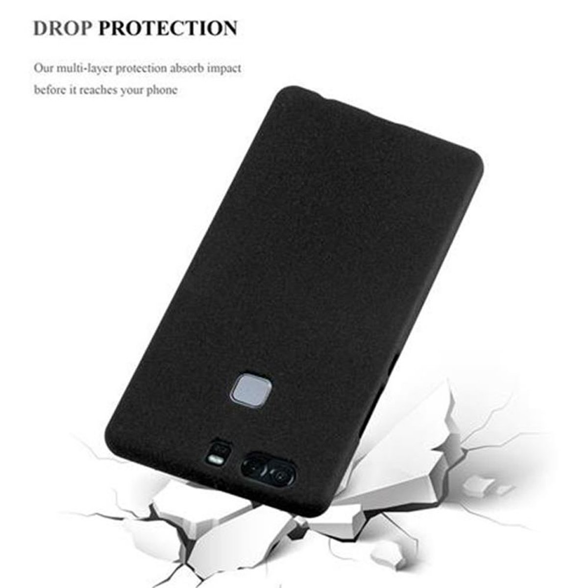 CADORABO TPU Frosted Schutzhülle, Backcover, P9 FROST PLUS, SCHWARZ Huawei