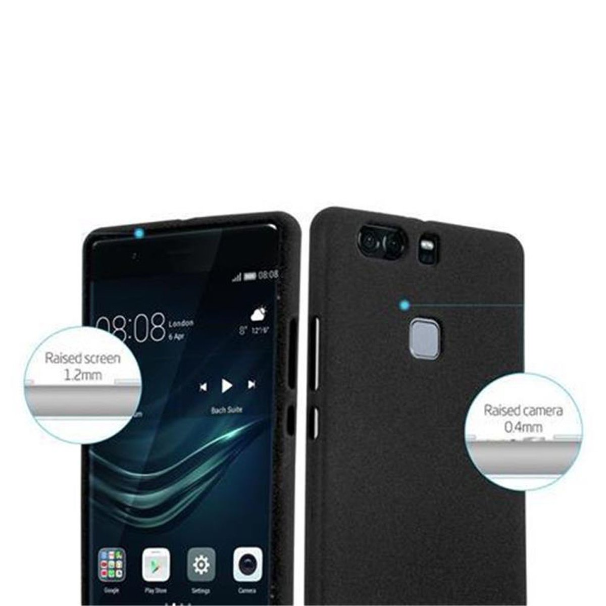 Huawei, Frosted CADORABO Schutzhülle, FROST P9 PLUS, SCHWARZ Backcover, TPU