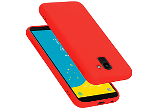 carcasa de móvil  - Funda flexible para móvil - Carcasa de TPU Silicona ultrafina CADORABO, Samsung, Galaxy J6 2018 EU Version, liquid rojo