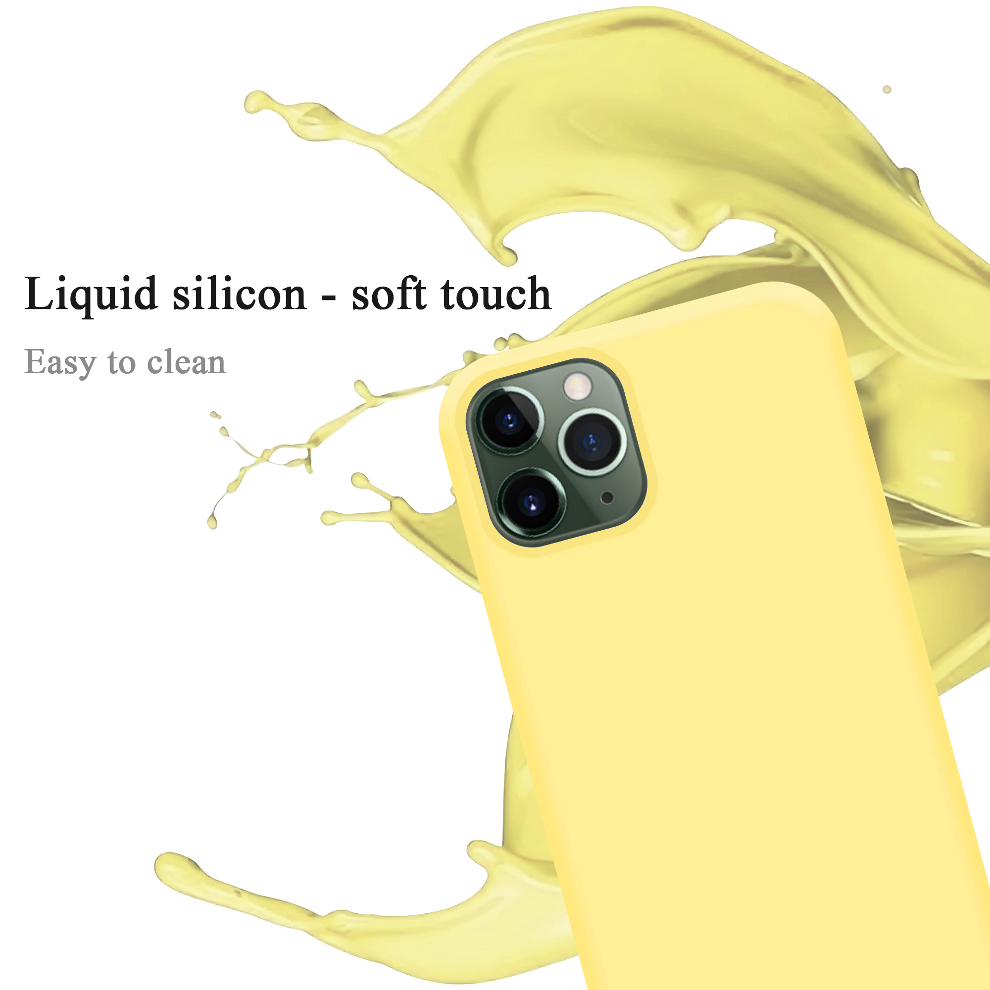 CADORABO Hülle im PRO Case Silicone Backcover, iPhone Apple, MAX, 11 Style, Liquid LIQUID GELB