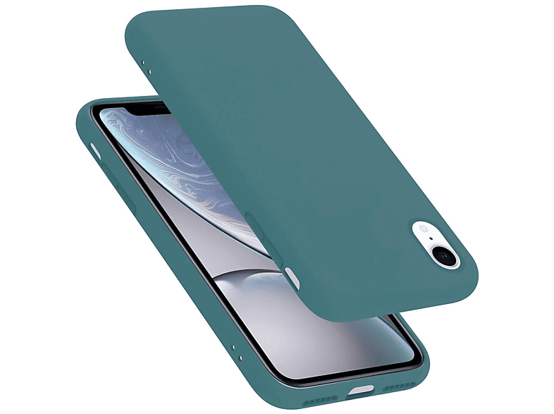 CADORABO Hülle im Liquid Silicone Case Style, Backcover, Apple, iPhone XR, LIQUID GRÜN