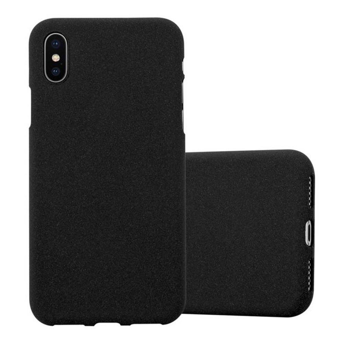 CADORABO TPU SCHWARZ Hülle, / Silikon X XS, iPhone FROST Apple, Frosted Backcover