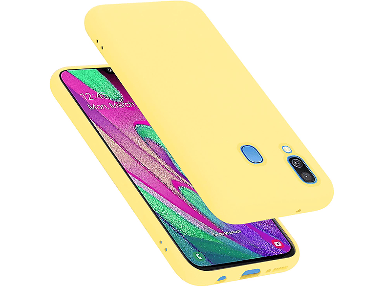 CADORABO Hülle im A40, Liquid GELB Galaxy Case Silicone Samsung, Style, LIQUID Backcover
