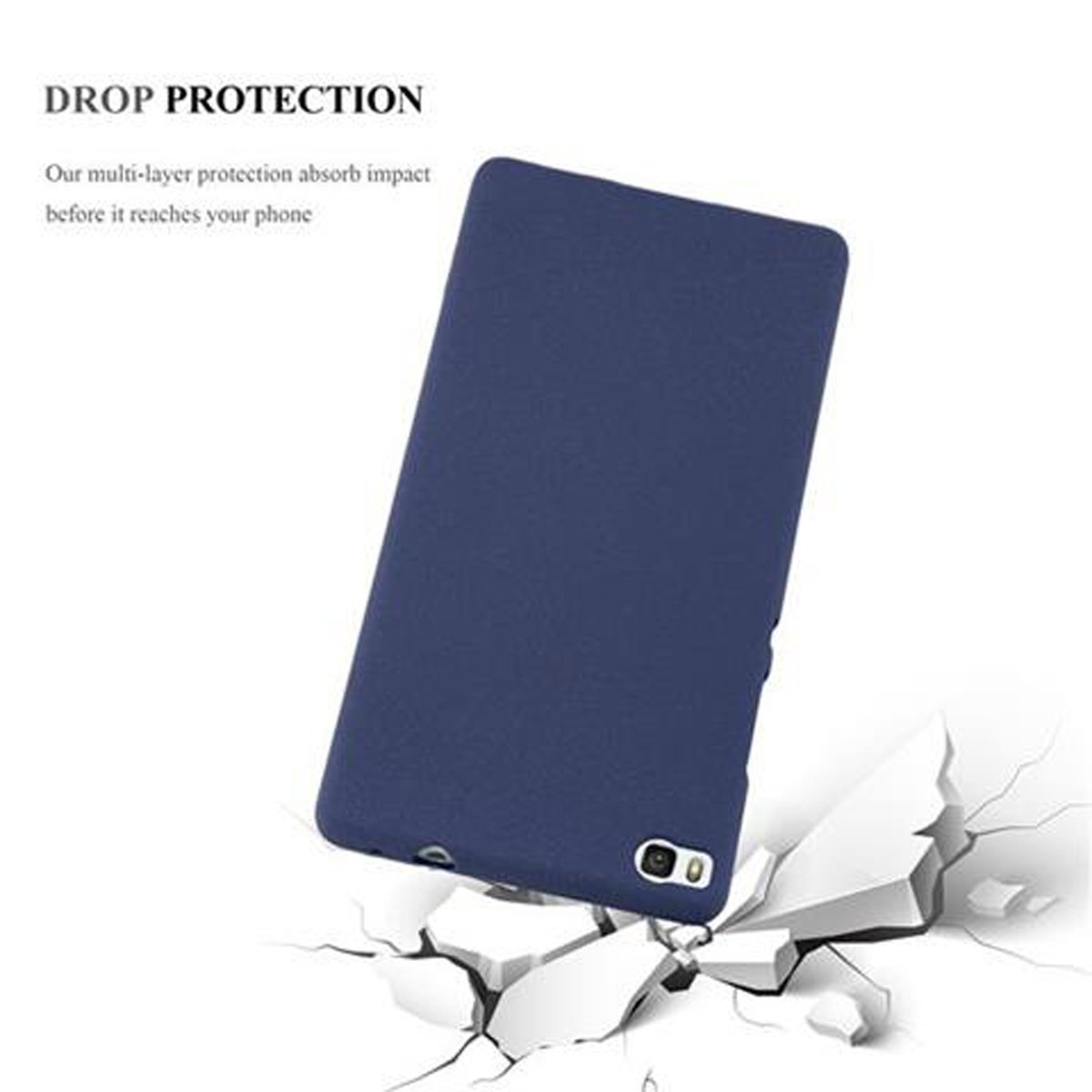 Huawei, BLAU FROST Frosted TPU P8, Backcover, Schutzhülle, CADORABO DUNKEL