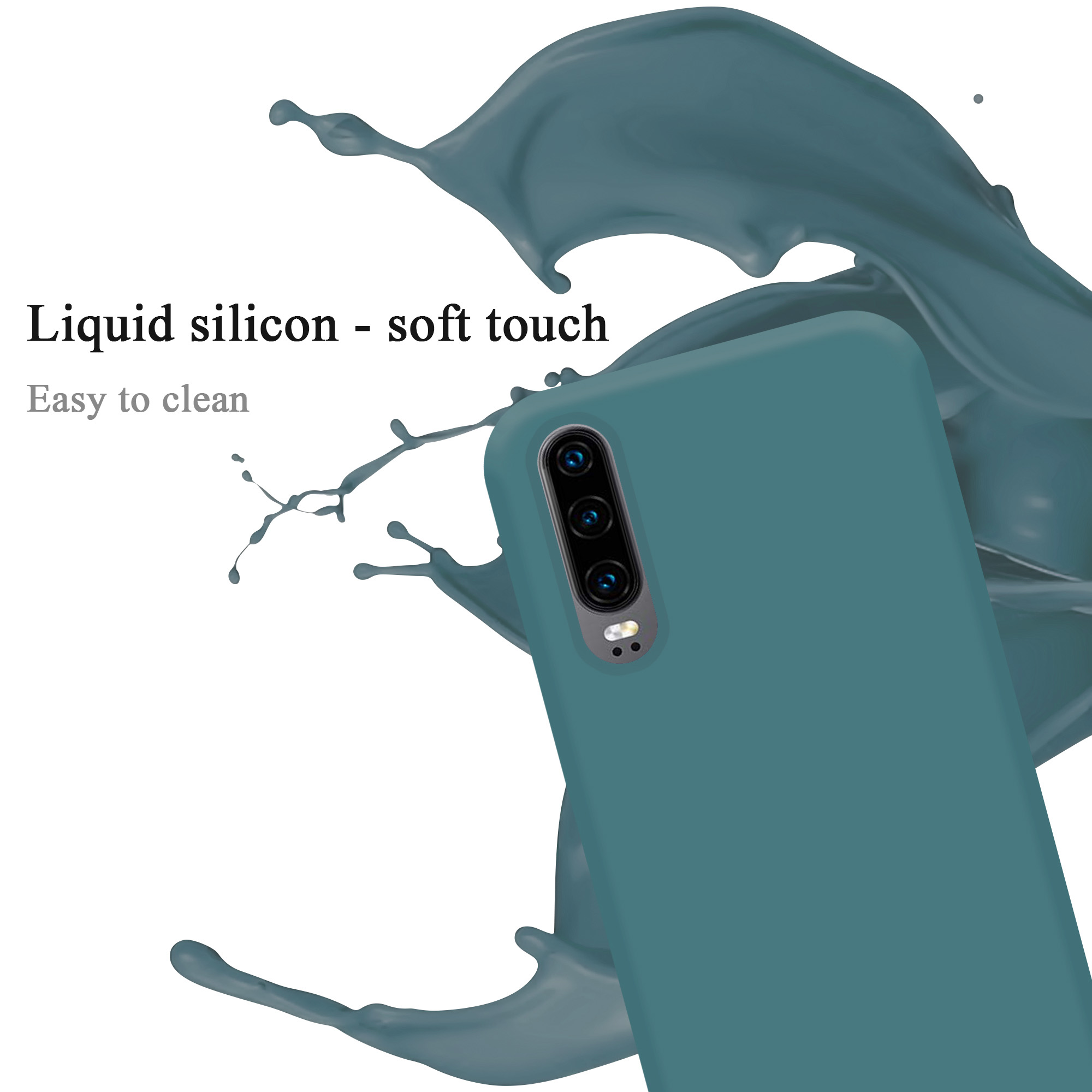 CADORABO Hülle im Liquid Silicone GRÜN Case LIQUID Huawei, Backcover, P30, Style