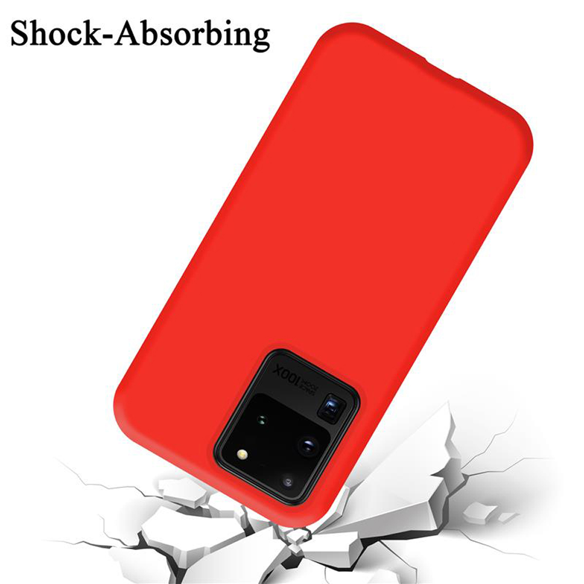 CADORABO Hülle im Galaxy Samsung, ULTRA, Case Liquid Style, Backcover, ROT Silicone LIQUID S20