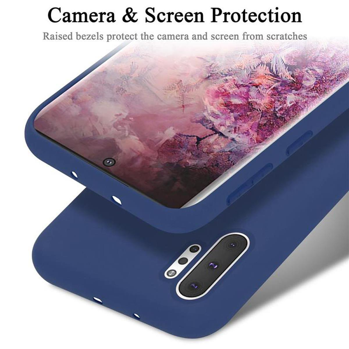 CADORABO Hülle im Liquid Silicone Samsung, PLUS, 10 LIQUID Case Backcover, NOTE Style, Galaxy BLAU