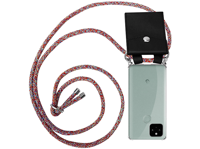 CADORABO Handy Kette mit Kordel Ringen, Google, 5, Backcover, COLORFUL Hülle, Band Silber PIXEL abnehmbarer und PARROT