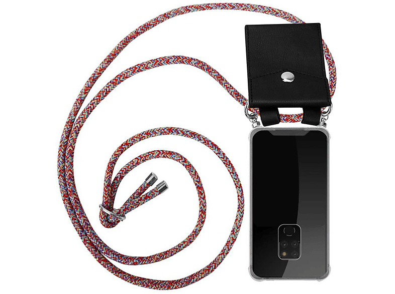 CADORABO Handy Kette 20, mit PARROT COLORFUL Huawei, Backcover, und MATE Hülle, Silber Band abnehmbarer Ringen, Kordel