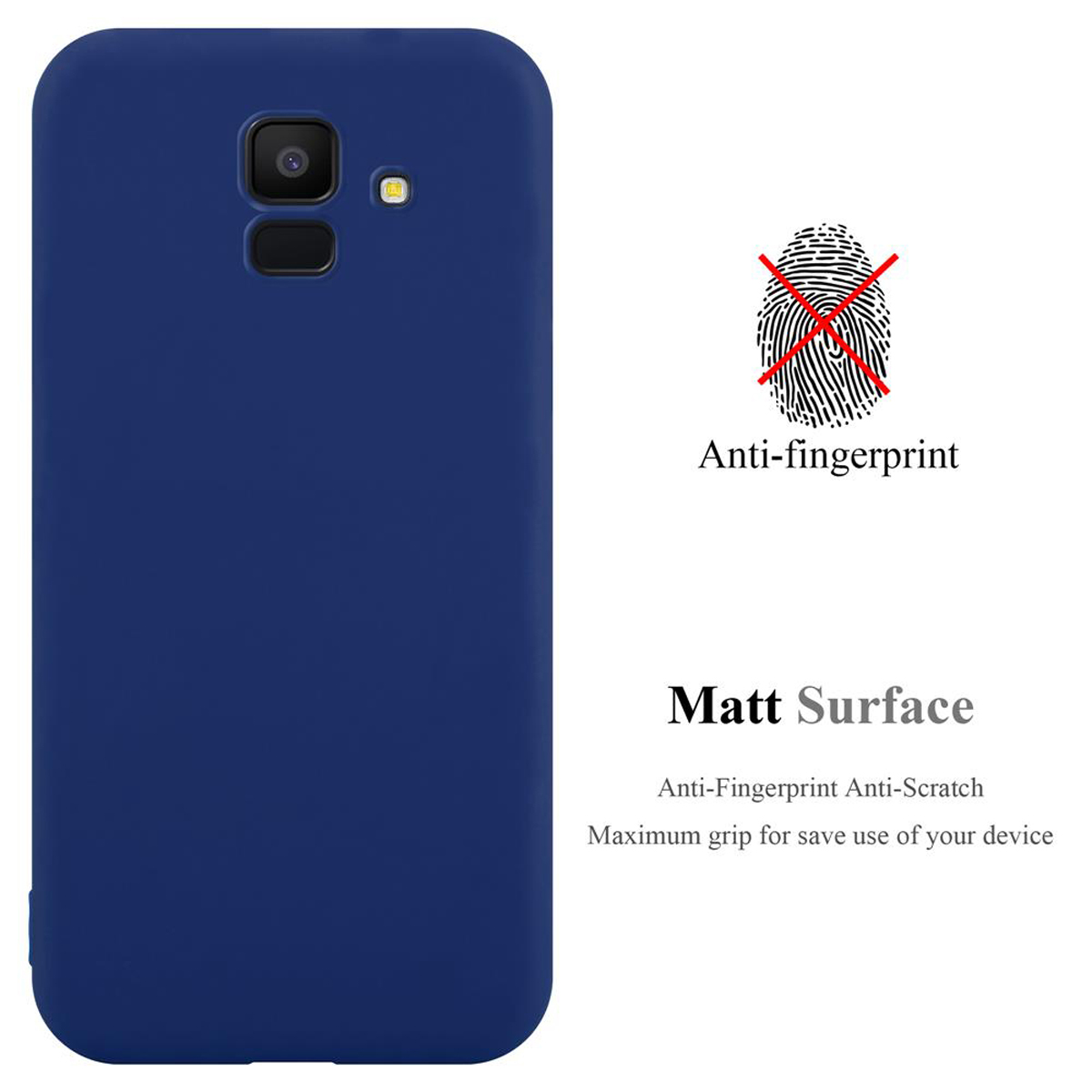 Blaue Handyhülle. Anti-Fingerabdruck und Anti-Kratzer. Mattierte Oberfläche, maximaler Halt.