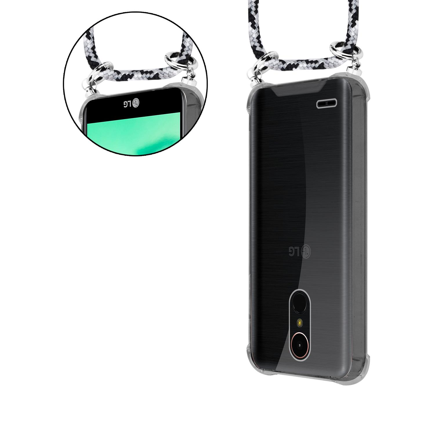 Zwei Telefone mit transparenten Hüllen und einem Lanyard. Das Telefon ist von der Marke LG.
