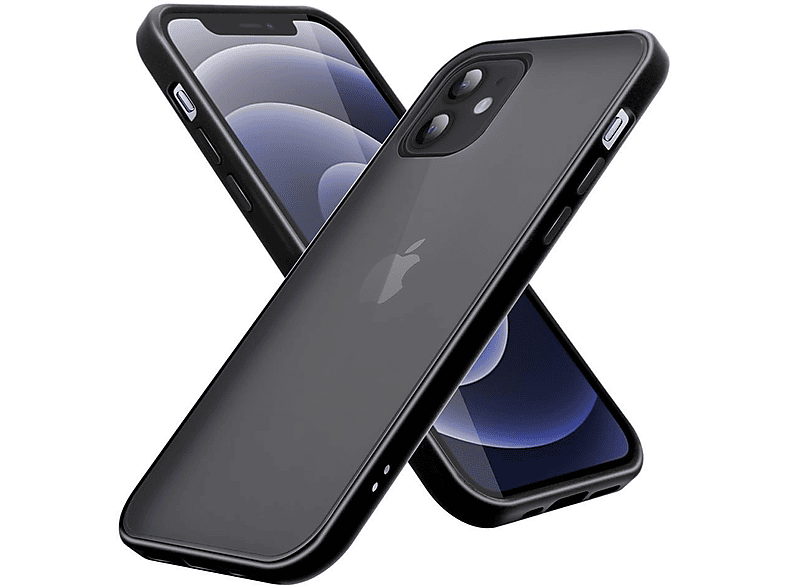 CADORABO Hülle Hybrid Schutzhülle Backcover, Matt 12 TPU MINI, Rückseite, und Innenseite Kunststoff Silikon Apple, matter Schwarz mit iPhone
