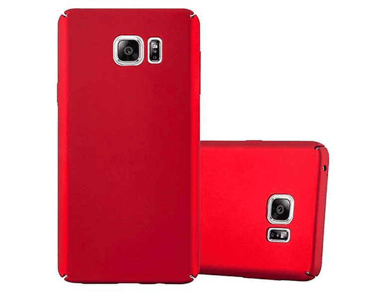 CADORABO Hülle 5, Galaxy NOTE Metall Case ROT Samsung, im METALL Style, Backcover, Hard Matt