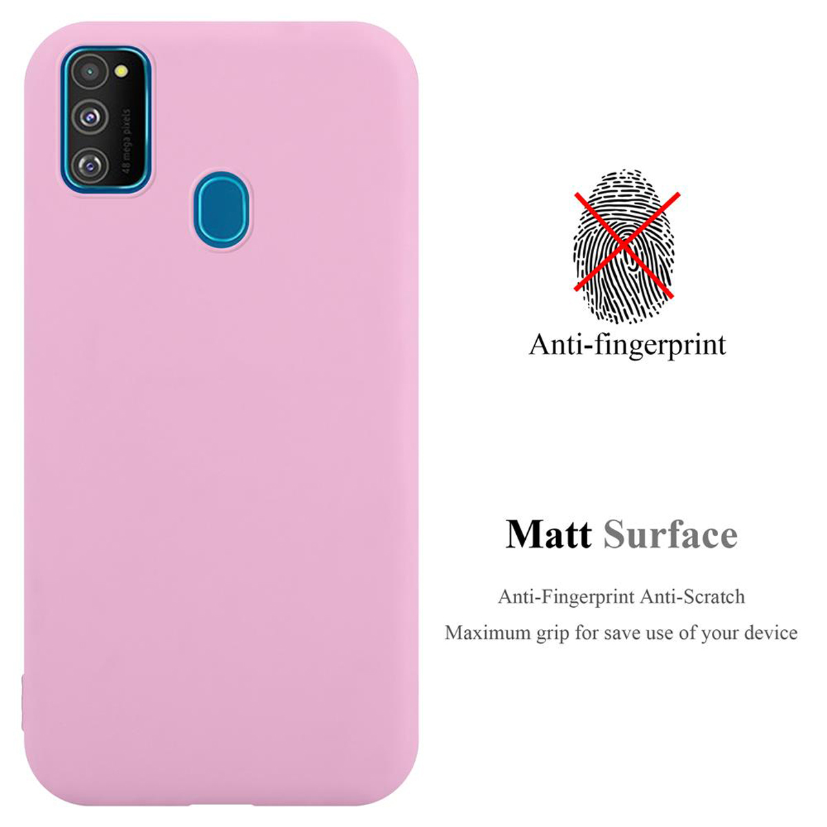 Rosa Handyhülle mit matter Oberfläche und Anti-Fingerabdruck-Funktion.