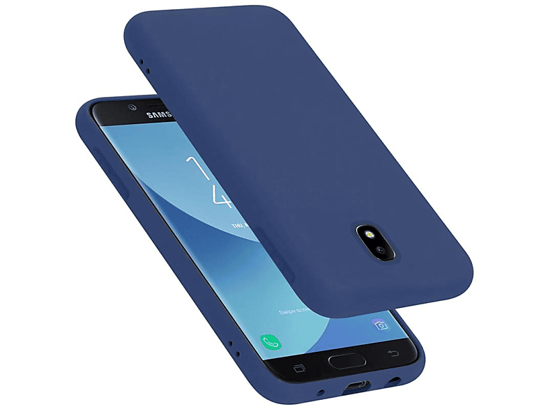 CADORABO Hülle im Liquid Silicone Backcover, J7 Style, BLAU 2017, Case LIQUID Galaxy Samsung