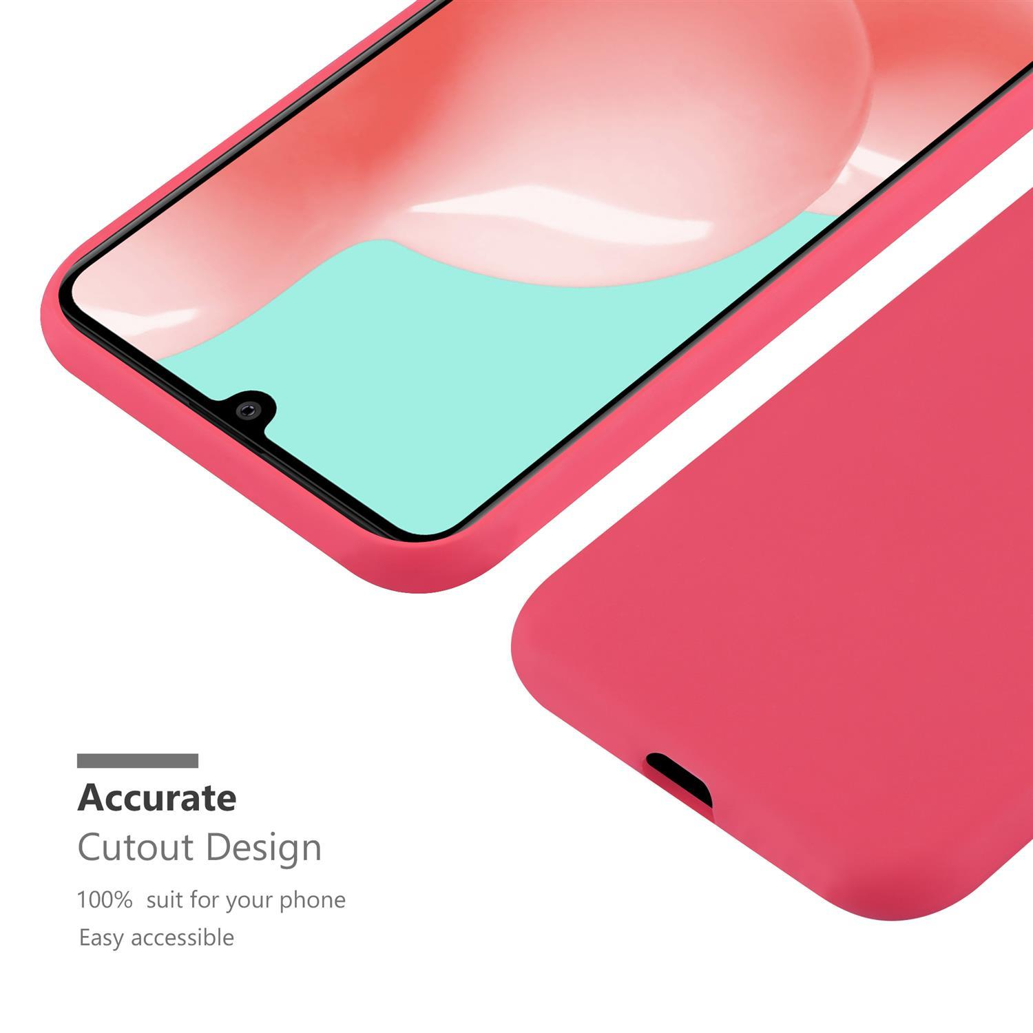 Rosa Handyhülle mit einem Telefon darin. Die Hülle hat Aussparungen für Kamera und Anschlüsse.