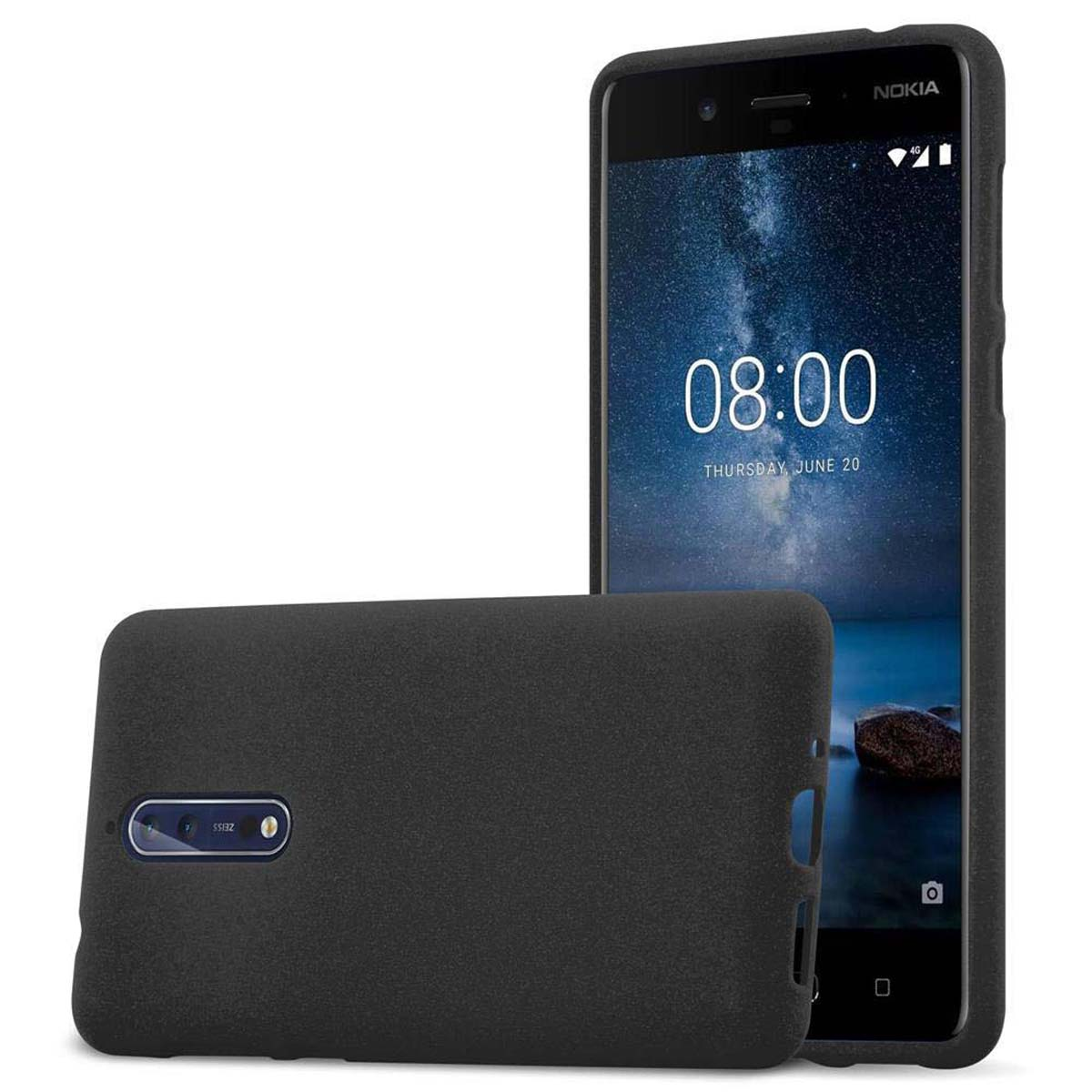 Nokia, 8 2017, Schutzhülle, Backcover, FROST SCHWARZ Frosted TPU CADORABO