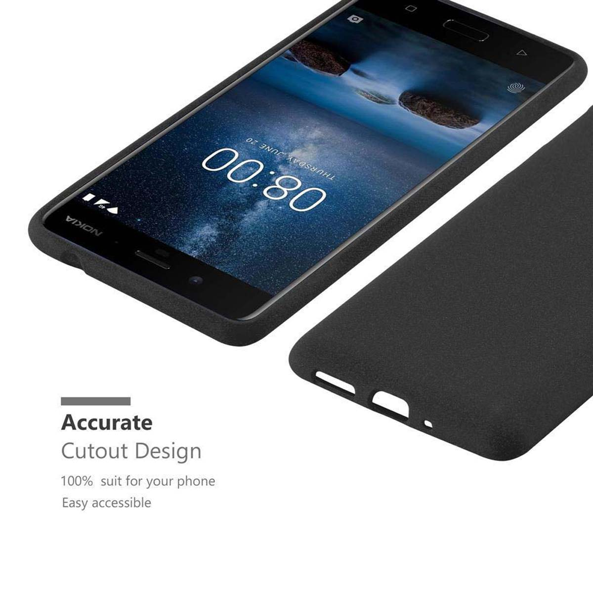 8 Backcover, SCHWARZ TPU Frosted Nokia, Schutzhülle, CADORABO 2017, FROST