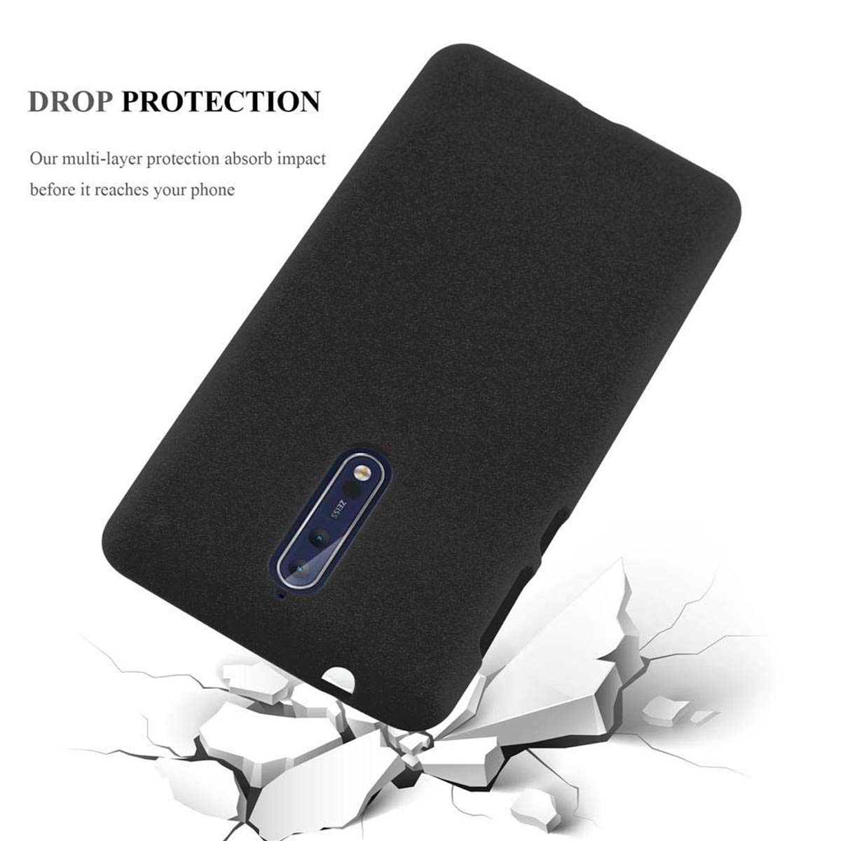 Schutzhülle, Backcover, Nokia, 2017, CADORABO 8 FROST TPU SCHWARZ Frosted