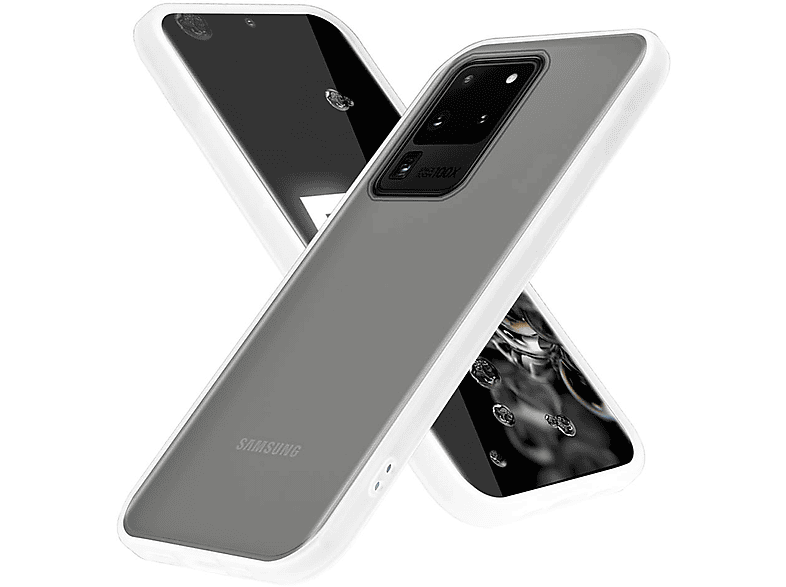 Samsung, matter Hybrid TPU Hülle Silikon Matt Galaxy Rückseite, CADORABO mit Innenseite Backcover, Schutzhülle und ULTRA, S20 Transparent Kunststoff