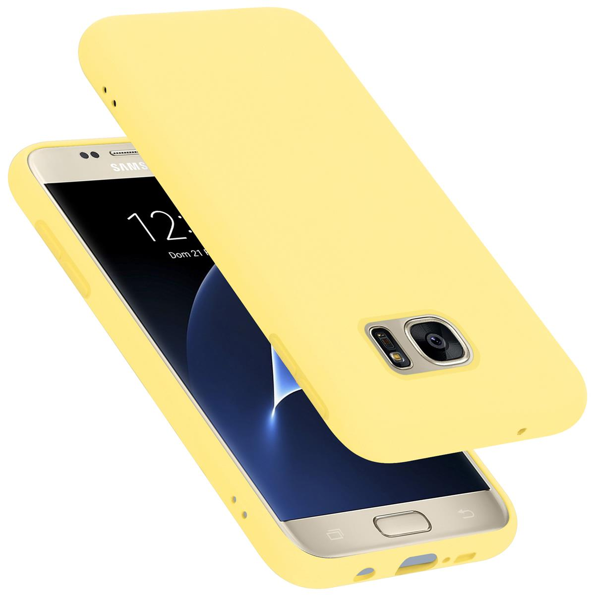 Backcover, Case GELB Liquid Galaxy Silicone Hülle Style, S7, Samsung, im CADORABO LIQUID