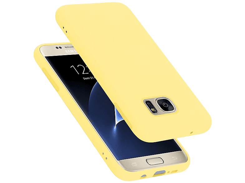 S7, Samsung, Liquid Hülle Galaxy Silicone CADORABO LIQUID Backcover, Case GELB im Style,