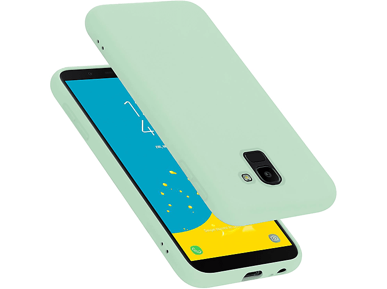 CADORABO Hülle im Liquid Silicone Case Style, Backcover, Samsung, Galaxy J6 2018, LIQUID HELL GRÜN