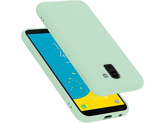 Funda - CADORABO Funda protectora de silicona, Compatible con Samsung Galaxy J6 2018, LIQUID VERDE CLARO