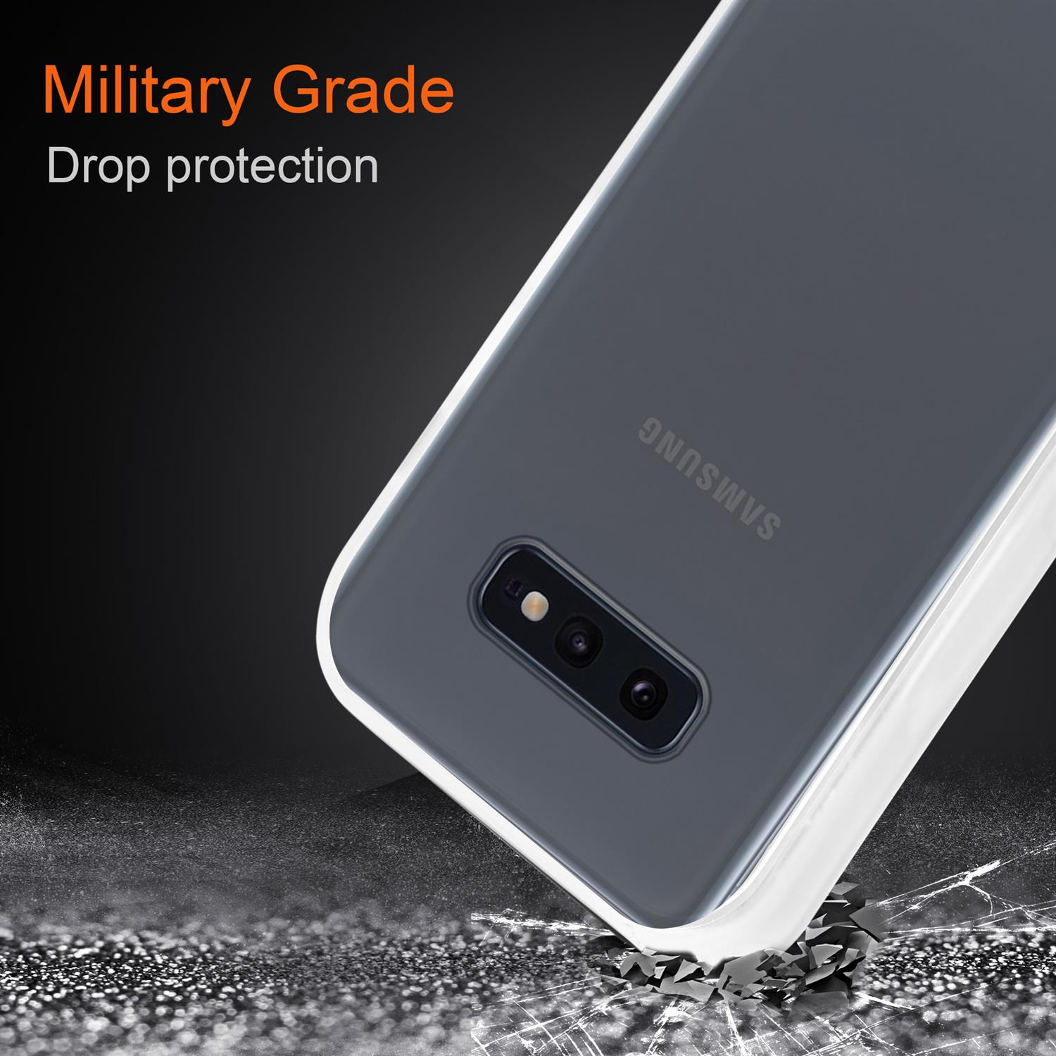 Samsung, Schutzhülle Hülle Kunststoff TPU Silikon matter Matt Hybrid Backcover, und mit Innenseite CADORABO S10e, Transparent Rückseite, Galaxy