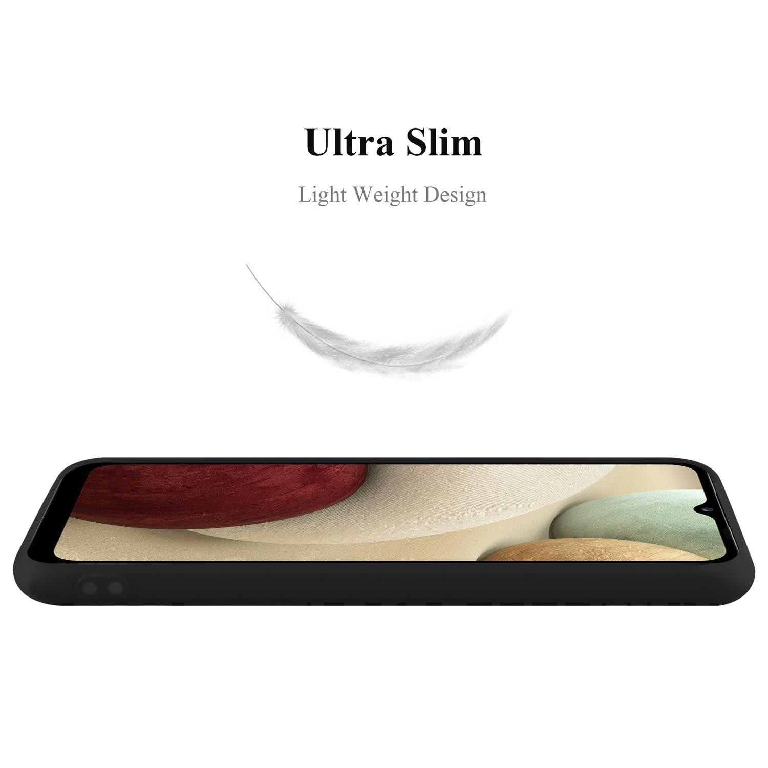 Una sottile custodia nera per telefono su sfondo bianco. Il testo recita 'Ultra Slim' e 'Light Weight Design'.