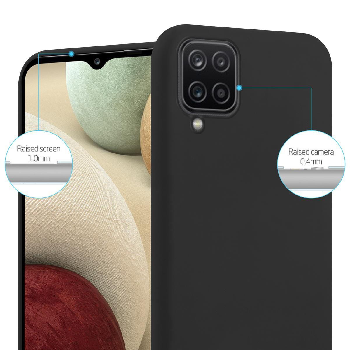 Custodia per telefono nera con bordi rialzati per schermo e fotocamera, con diagrammi.
