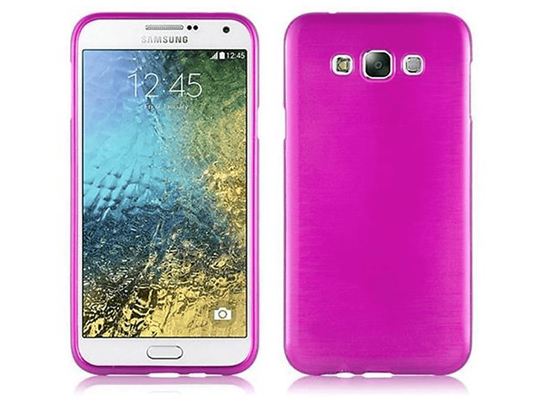 Samsung, Galaxy E7, Hülle, CADORABO Backcover, TPU Brushed PINK