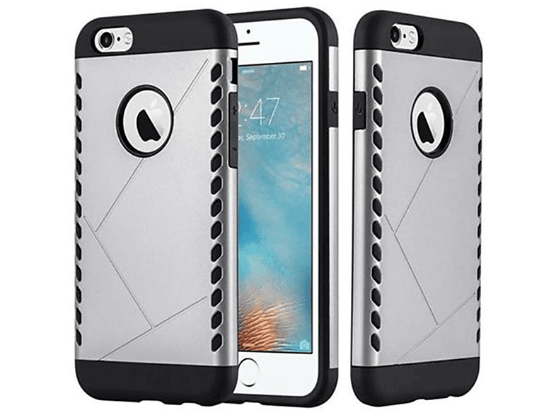 CADORABO Hülle Outdoor Hybrid 6S, Case Heavy Hard 6 Apple, im Design, SILBER Duty iPhone / GUARDIAN Backcover