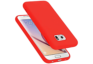carcasa de móvil  - Funda flexible para móvil - Carcasa de TPU Silicona ultrafina CADORABO, Samsung, Galaxy S6, liquid rojo