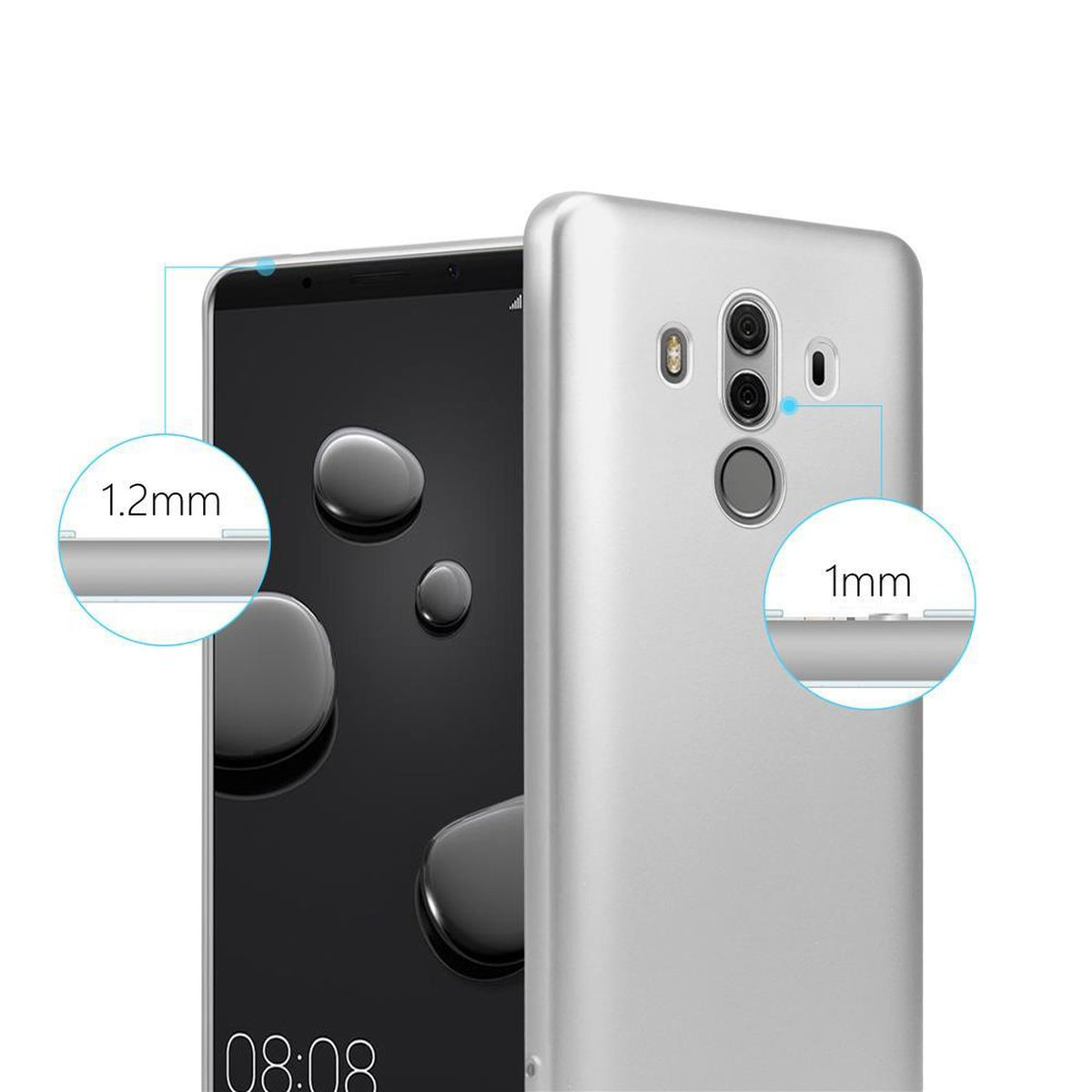Zwei Telefone nebeneinander. Eines ist schwarz mit transparentem Gehäuse, das andere silberfarben.