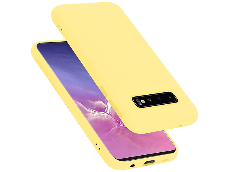 CADORABO Hülle im Liquid Silicone Case Style, Backcover, Samsung, Galaxy S10 4G, LIQUID GELB