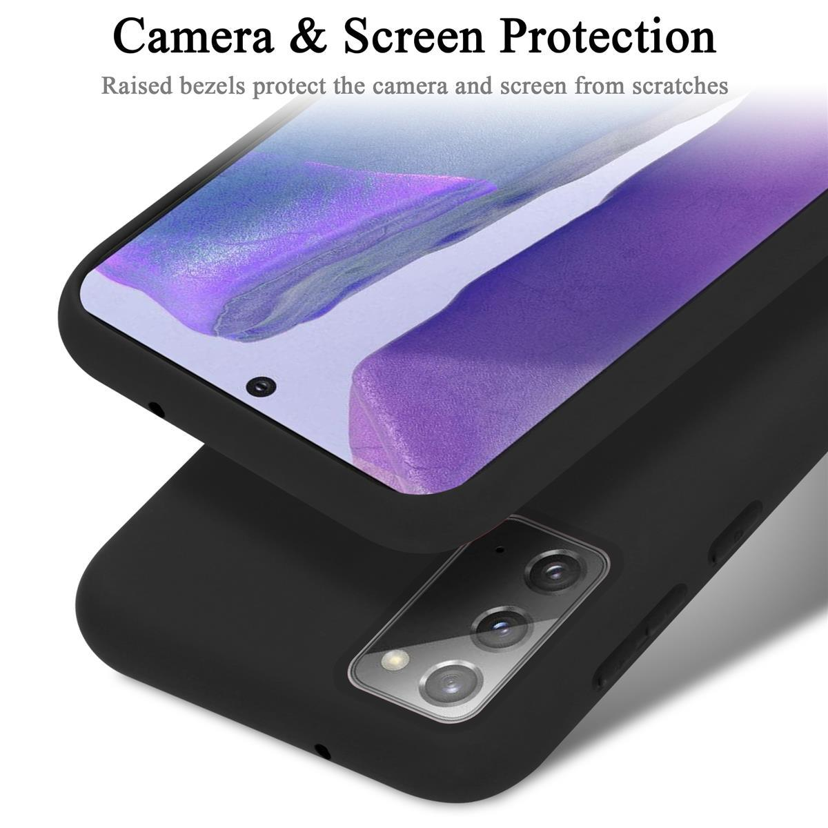 Una custodia per telefono nera, con un telefono all'interno e le parole 'Protezione fotocamera e schermo'.