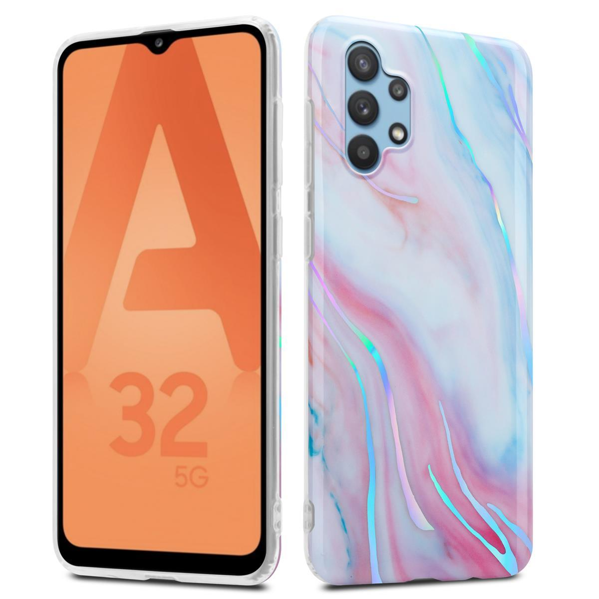 Due telefoni che mostrano design di custodie. Uno è un design marmoreo, l'altro è il telefono.