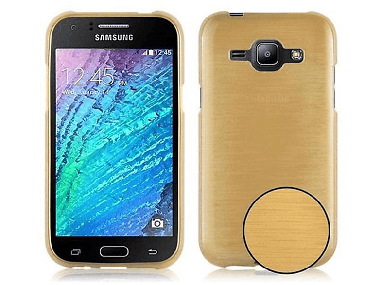 CADORABO TPU Brushed Hülle, Backcover, Samsung, Galaxy J1 2015, GOLD