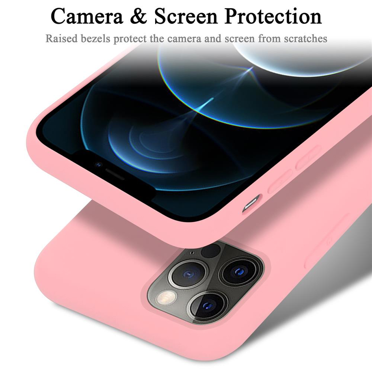 12 PRO, Liquid PINK / iPhone Hülle Backcover, Style, CADORABO LIQUID Apple, Silicone im 12 Case
